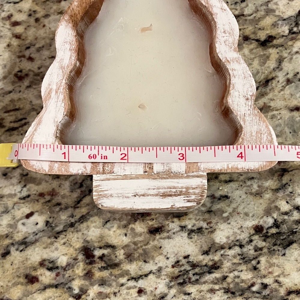 Rustic Wooden Christmas Tree Bowl Candle 8” x 5” Farmhouse Holiday Decor - Picture 4 of 4